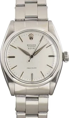 Rolex Oyster Royal Precision with silver-colored dial, steel bracelet and pointed hands