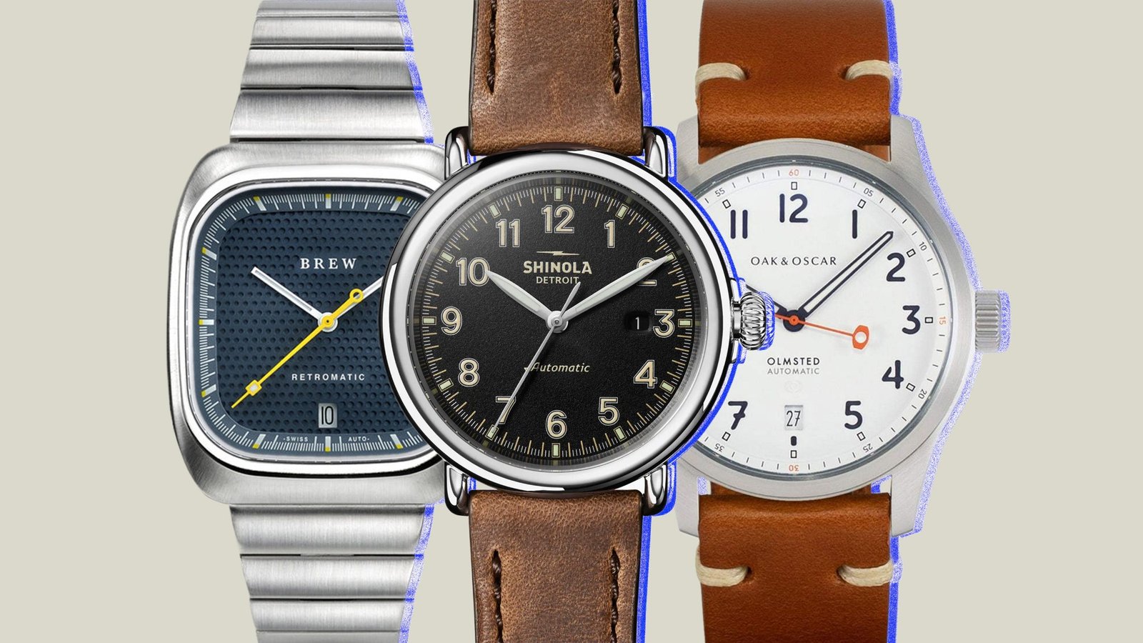 Modern American watch brands Brew, Shinola and Oak and Oscar